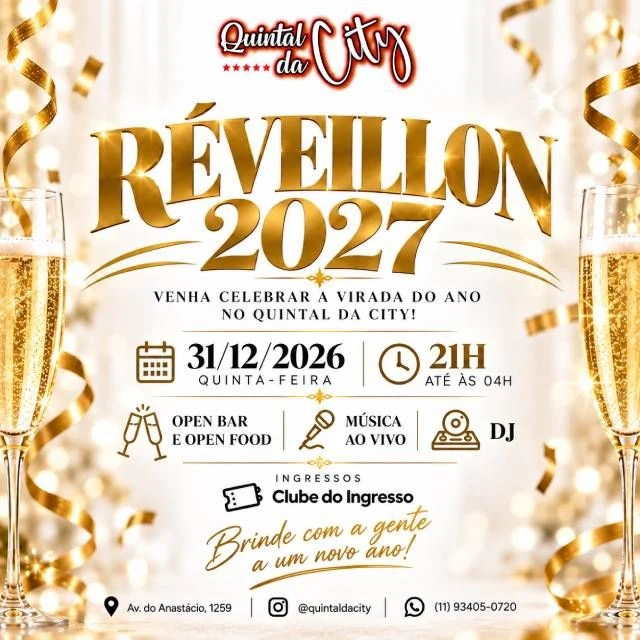Arte oficial — Réveillon 2027 no Quintal da City