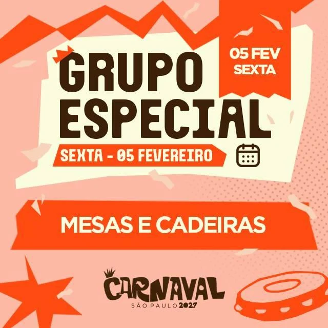 Arte oficial — Carnaval de São Paulo 2027 - Mesas e Cadeiras - Especial - Sexta-feira