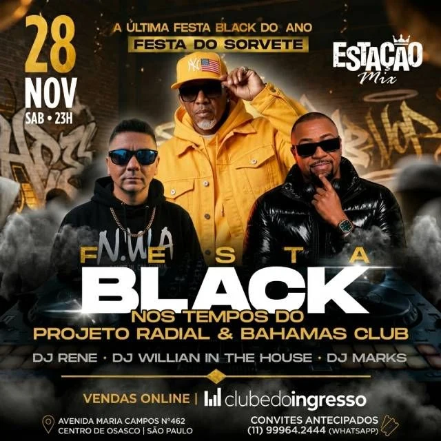 Arte oficial — Festa Black - Nos Tempos do Projeto Radial & Bahamas Club