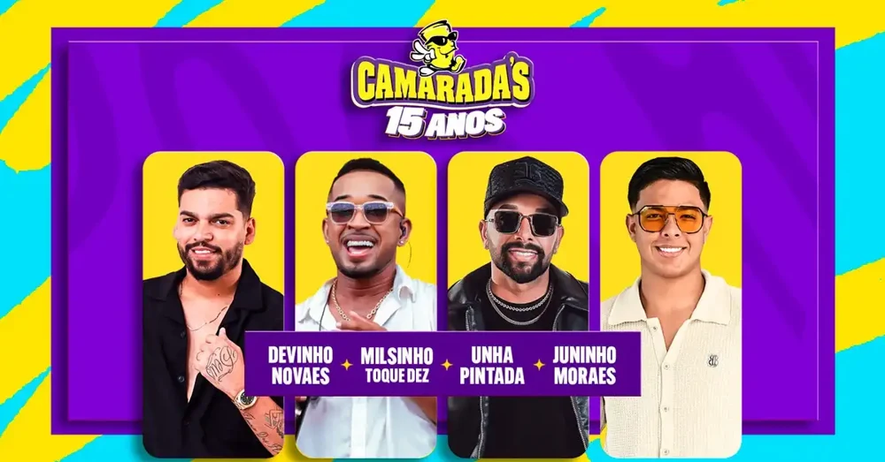 Arte oficial — Camaradas 15 Anos com Devinho Novaes, Milsinho Toque Dez, Unha Pintada e mais