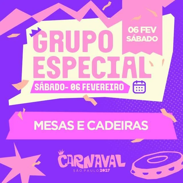 Arte oficial — Carnaval de São Paulo 2027 - Mesas e Cadeiras - Especial - Sábado