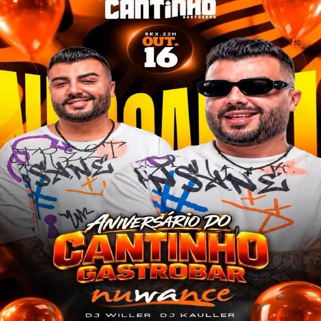 Arte oficial — Aniversário do Cantinho Gastrobar com Nuwance