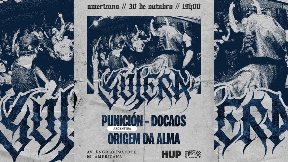 Arte oficial — HUP apresenta: SUJERA, PUNICIÓN (ARG), DOCAOS e ORIGEM DA ALMA